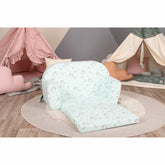 DELSIT Toddler Couch & Kids Sofa - Flip Open Double Sofa - Uni & Rainbows Mint